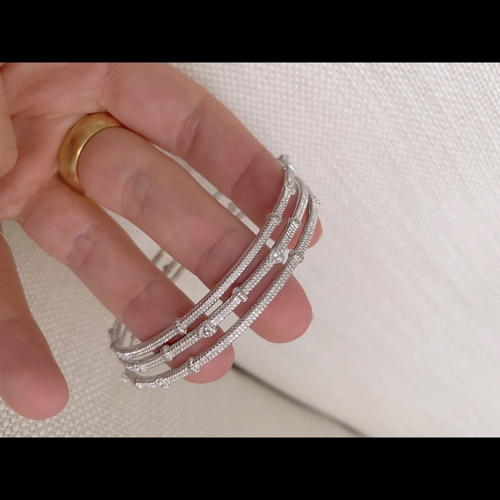 Judith Ripka Silver and Diamond Bangles
